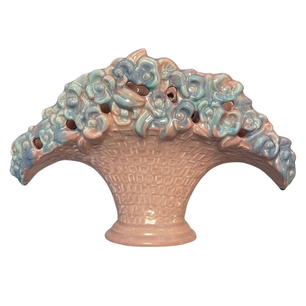 Vintage Royal Haeger Pottery Mauve Agate Flower Fan Vase